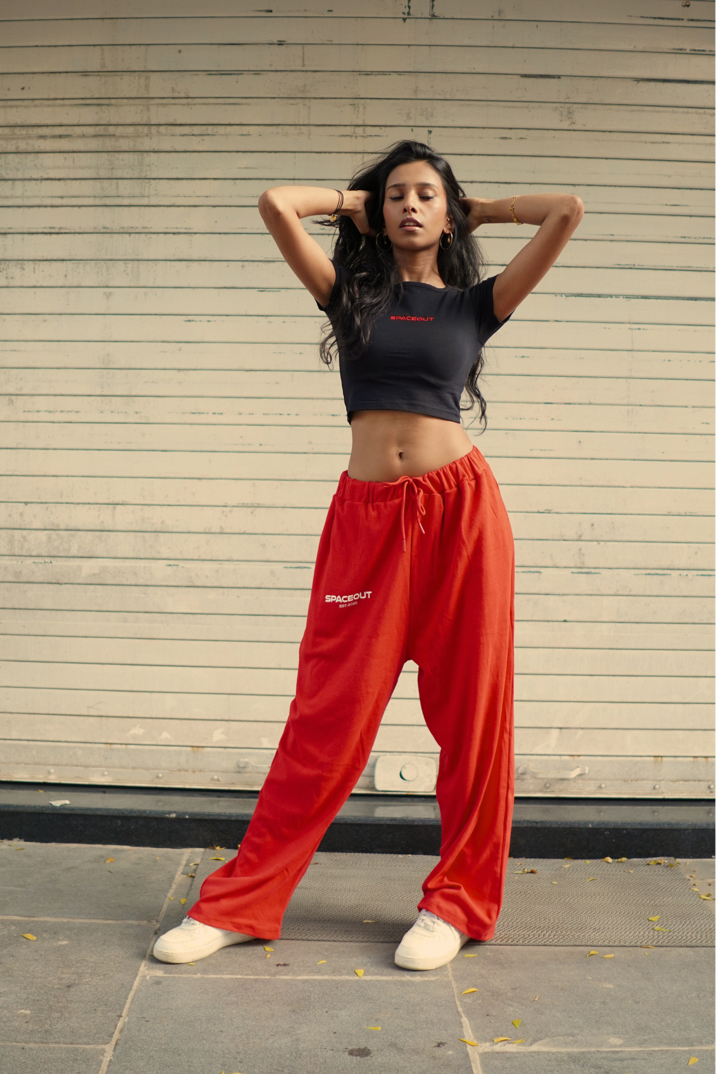 RED BAGGY TRACK PANTS