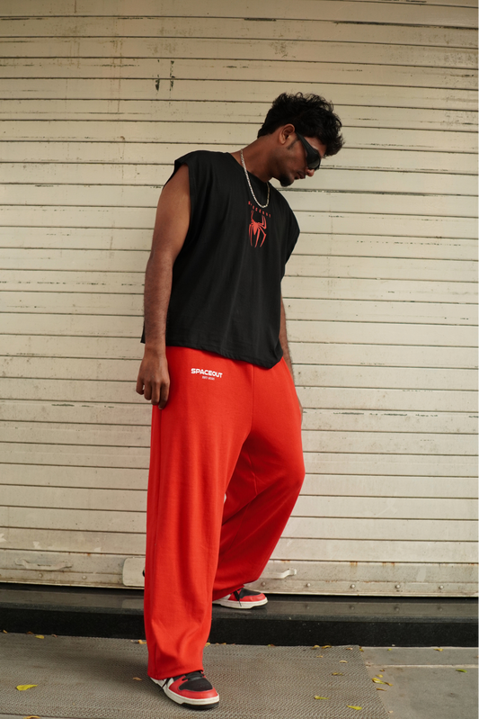 RED BAGGY TRACK PANTS