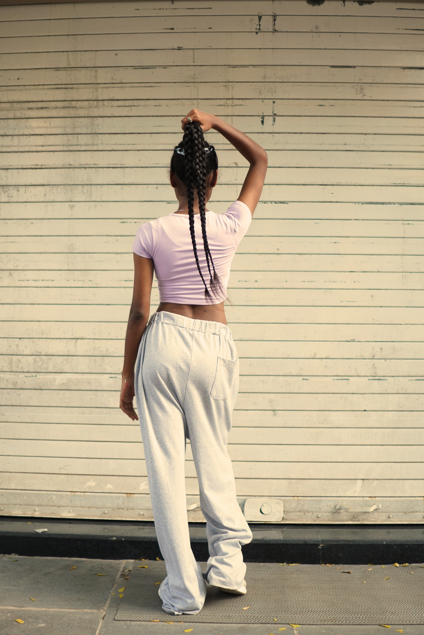 GREY BAGGY TRACK PANTS