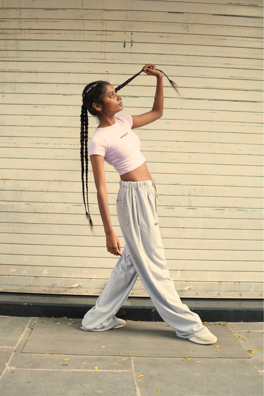 GREY BAGGY TRACK PANTS