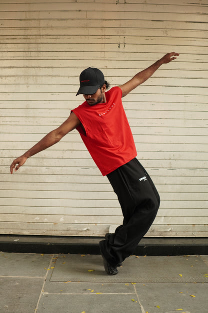 BLACK BAGGY TRACK PANTS