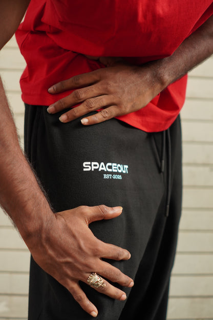 BLACK BAGGY TRACK PANTS